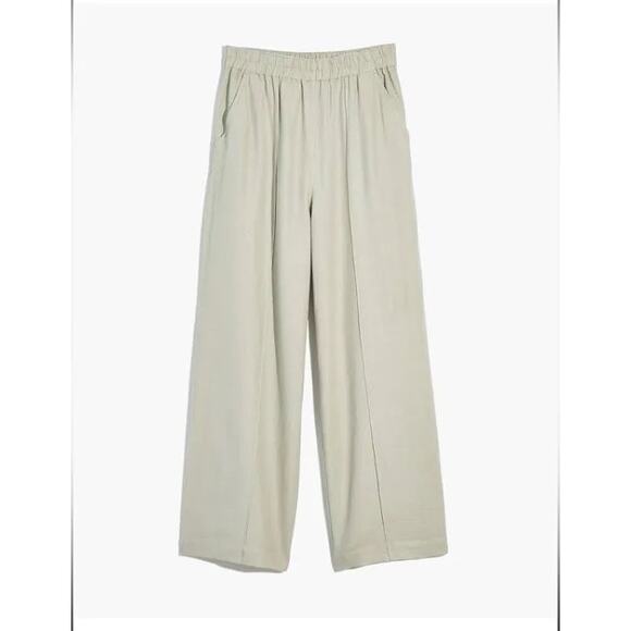 Madewell Linen Breeze Woven Pull-On High Rise Straight Pants in Sage Sz S - Picture 8 of 9